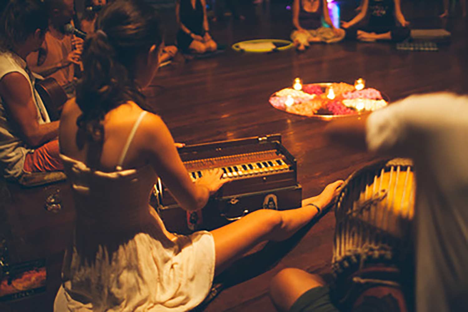 Men and women of the band playing instruments